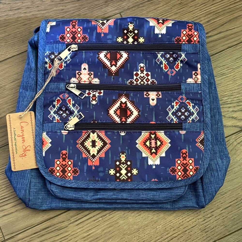 Canyon Sky Womens Crossbody Bag Traveler Blue Southwest Aztec